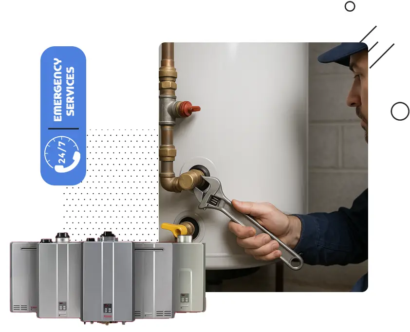 Plumber repairing water heater
